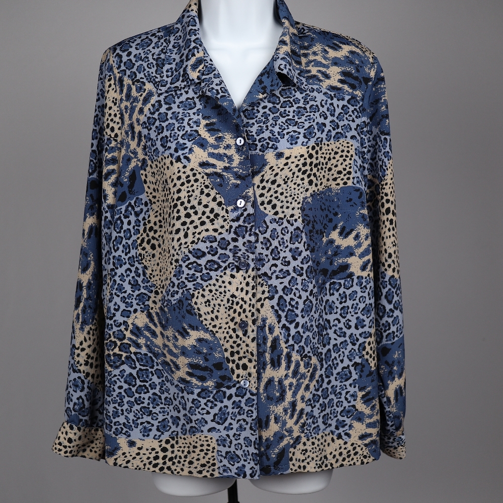 Donnkenny Petite Womens PL Button Up Long Sleeve Shirt